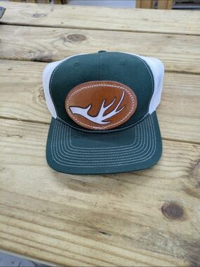 Classic Leather Patch Trucker Hat - Green And White